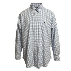 Ralph Lauren Men Classic Fit Blue/Wht Gingham Long Sleeve Button Down Shirt XL